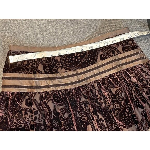 Sundance Brown Velour Midi Skirt Sz 10 - Picture 4 of 8